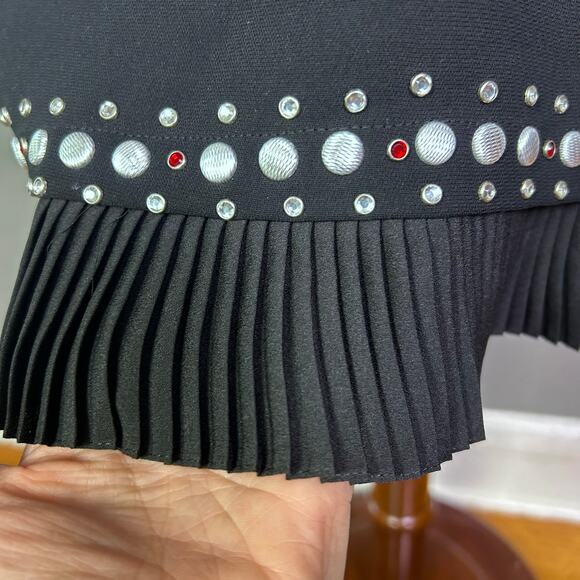 Sandro dress US 8 EU 40 Coreen Embellished black pleated work cocktail‎ modern - Picture 3 of 13